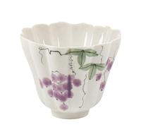 KOHUS Tea Cup Hand-Painted Grape Ceramic Tea Cup, High-Looking Flower Cup, Ladies Master Cup, Single Cup, High-End Kung Fu Tea Set Soaking Container