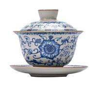 KOHUS Tea Cup Qinghua Ru Kiln Three Talent Cover Bowl Small Household Open Piece Can Be Raised Ceramics Kung Fu Tea Set Single One Person Brewing Tea Cups Soaking Container