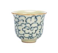KOHUS Tea Cup Ru Kiln Master Cup Personal Use Flower Mouth Cup Tea Bowl Celadon Tea Cup Single Household Ceramic Small Tea Cups Soaking Container