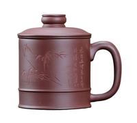 KOHUS Tea Cup Tea Set Purple Sand Cup Hand-Engraved Tea Cup with Lid 400ML Home Study Afternoon Tea Cup Soaking Container