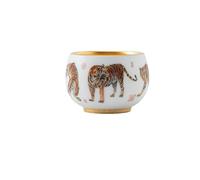 KOHUS Tea Cup White Porcelain Jadeite-White Gilded Zodiac Tiger Cup Handcrafted Large Owner's Cup Soaking Container