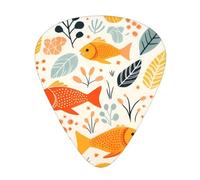 Koi and grass Guitar picks in thin, medium, and thick sizes, 12-piece set, suitable for electric guitar and various instruments