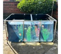 KOI Aquarium Tank Above Ground Fish Pond Foldable Canvas Black Water Pool with Clear Viewing Panel, Outdoor/Indoor No Dig Turtle Goldfish Pond with 304SS Frame and Drain Valve (270Gal/59x39x28in)