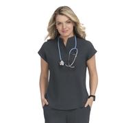 KOI Basics Ari Women's 1-Pocket Stretch Tuck-in Scrub Top, Charcoal, XXS