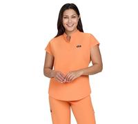 KOI Basics Ari Women's 1-Pocket Stretch Tuck-in Scrub Top, Heather Apricot, S
