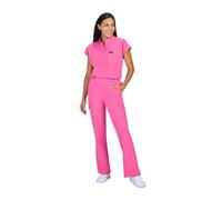 KOI Basics Ari Women's 1-Pocket Stretch Tuck-in Scrub Top, Heather Pink Lemonade, M