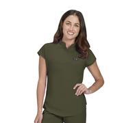 KOI Basics Ari Women's 1-Pocket Stretch Tuck-in Scrub Top, Olive Green, S