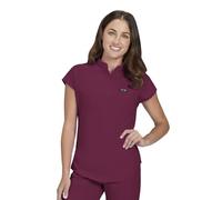 KOI Basics Ari Women's 1-Pocket Stretch Tuck-in Scrub Top, Wine, XS