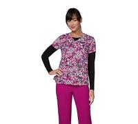 KOI Basics Leslie Women's 2-Pocket Stretch Print Top, Ditsy Camo, M