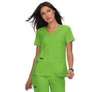 KOI Basics Women's Becca V-Neck Solid Scrub Top Small Green Tea