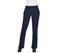 KOI Basics Women's Laurie Flare Leg Knit Waist Yoga Scrub Pant Medium Petite Navy