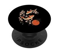 Koi Carp And Sakura Design Japanese Tradition In Bloom PopSockets Adhesive PopGrip