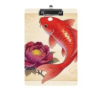Koi Carp Bring Spring Acrylic Clipboard A4 Letter Size Standard Clipboard with Metal Profile Clip, Hanging File Holder for Teacher, Social Worker, Office Supplies 8.5 X 12.5 Inch
