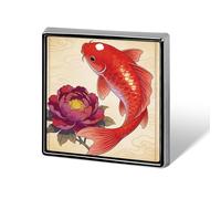 Koi Carp Bring Spring Aluminum Alloy Square Lapel Badge
