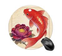 Koi Carp Bring Spring Round Rubber Mouse Pad 7.8 Inch Stable Non Slip Circular Computer Mat Portable Resistant Desk Mat for Office Laptop Desktop Professional Daily Working Scenes