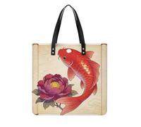 Koi Carp Bring Spring Square PU Leather Tote Bag