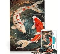 Koi Carp End Blossom Jigsaw Puzzles for Adults 1000 Pieces Strong Logic Clear Color Fun Challenge Festive Gift (38x26cm)