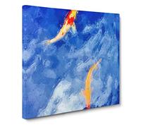 Koi & Carp Fish Canvas Print | Gallery Wrapped 30mm Frame Wall Art | 20x20 inches | Ready to Hang | Abstract Animals Picture | Living Room Bedroom Lounge Office