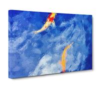 Koi & Carp Fish Canvas Print | Gallery Wrapped 30mm Frame Wall Art | 30x20 inches | Ready to Hang | Abstract Animals Picture | Living Room Bedroom Lounge Office