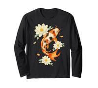 Koi Carp Fish with Lotus Flowers, Japanese Art Long Sleeve T-Shirt