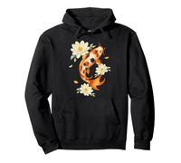 Koi Carp Fish with Lotus Flowers, Japanese Art Pullover Hoodie
