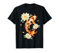 Koi Carp Fish with Lotus Flowers, Japanese Art T-Shirt