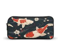 Koi Carp Fishes Pond Large Pencil Case Big Capacity Pencil Pouch Pen Bag Marker Pen Case for Women Men