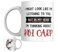 Koi Carp Gift Mug | Funny “I Might Look Like I’m Listening to You But in My Head I’m Thinking About Koi Carp” Coffee Cup | Novelty Present for Fish Keepers & Pond Lovers (Sanke)