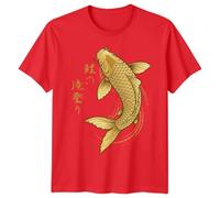 Koi Carp Japanese Calligraphy T Shirt - Traditional Kanji Art, Samurai Dragon Print, Yoga & Martial Arts Tee for Men Women 3XL Red