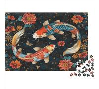 Koi Carp Puzzle - Premium Jigsaw Puzzles For Adults - Jigsaws 1000 Piece Jigsaw Puzzles For Adults - Unique Cut Jigsaw Board - Adult Puzzles And Puzzle Board for Stress Relief 1000pcs (75x50cm)