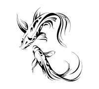Koi Carp Vinyl Wall Decal Living Room Asian Japanese Fish Buddhism Wall StickersFor Shop Kitchen-XL-85x96cm-Black
