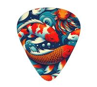 Koi-Carps-Luck-Japan 12 Pack Guitar Picks With 3 Thicknesses And Storage Box, Abs Plectrums For Electric Bass Guitar Players