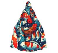 Koi-Carps-Luck-Japan Adult Witch Hooded Cape, Halloween Costume Hooded Cloak
