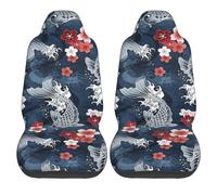 Koi Cherry Sakura Blossom Print Car Seat Covers Set of 2 Front Bucket Seat Protector Accessories Animal Fit Most Cars Trucks