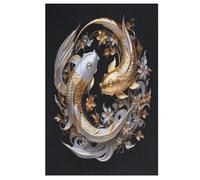 Koi Fish 1000 Piece Jigsaw Puzzle- Brain Teaser Game for Adults & Children - Educational Activities Wooden Jigsaws 78×53cm