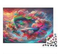 Koi Fish 1000 Piece Jigsaw Puzzle for Men Two Peacocks in Colorful Blooms Educational Decompression Game | Great Gift 70x50cm/1000pcs