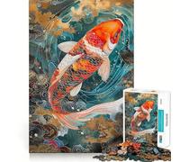 Koi Fish 1000 Piece Jigsaw Puzzles- Enjoyable Game Bright Color Family Enjoyable Perfect Art (38x52cm)