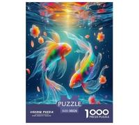 Koi Fish 1000 Piece Jigsaw Puzzles Fun Challenging Modern Rainbow Koi Classic Educational Games Beautiful Decoration For Children And Adults Aged 14 And Over 38x26cm/1000pcs