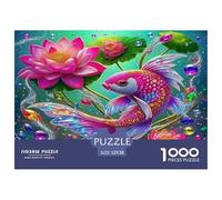 Koi Fish 1000 Piece Jigsaw Puzzles Fun Challenging Modern Rainbow Koi Classic Educational Games for The Whole Gifts Suitable for Children & People Aged 14+ 52x38cm/1000pcs