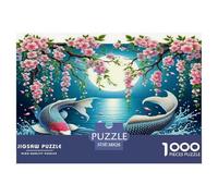 Koi Fish 1000 Piece Jigsaw Puzzles Fun Challenging Modern Rainbow Koi Puzzles Game for The Whole Gifts Suitable for Children & People Aged 14+ 38x26cm/1000pcs
