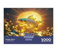 Koi Fish 1000 Piece Puzzles for Adults Kids -Koi Fish Sun Golden Dramatic Surreal Educational Game Decompression Fun And Challenging Family Game70x50cm/1000pcs