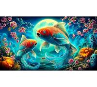 koi-fish 1000 Pieces Jigsaw Puzzles for Adults Challenging Game Jigsaw Puzzle Home Decors for The Whole for Women, Gifts for Men 75x50cm/1000pcs