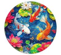 Koi Fish 1000 Pieces Jigsaws Round Puzzle for Adults And Kids Cool Unique Challenge Games Scene Creative 1000pcs (67.5x67.5cm)