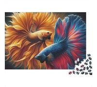 Koi Fish 1000 Pieces Orange Blue Betta Premium Puzzle Board Adult Jigsaw Puzzle Parent-child Interaction Holiday Pastime Collectible Item Limited Edition 52x38cm/1000pcs