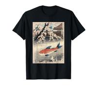Koi fish and Cherry Blossom tree Japanese Woodblock art T-Shirt