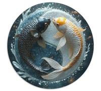 Koi Fish And Yin Yang 1000 Piece Jigsaw Puzzle for Adults Zen Dual Fish Tai Chi Challenging Puzzles Educational Games Fun Present & Activity 1000pcs (67.5x67.5cm)