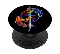 Koi Fish Balance Katana Japanese Art Illustration PopSockets Adhesive PopGrip