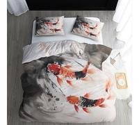 ECOTOS Koi Fish Bedding Super King Size, Japanese Duvet Cover Sets, Luxury Reversible Quilt Cover & 2 Pillowcases with Zipper Closure, Comfy Soft Easy Care Breathable Microfibre Bed Set