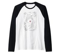Koi Fish Cherry Blossom Traditional Japanese Ink Art Raglan Baseball Tee