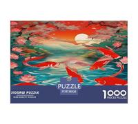 Koi Fish Colourful Koi in Flower Field 1000 Pieces Jigsaw Puzzles for Adults Fun Activity for Rainy Days 38x26cm/1000pcs